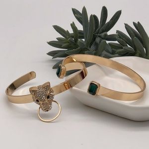 JAGUAR HEAD DOUBLE BANGLE BRACELET